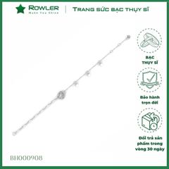 Lắc tay bạc Thụy Sĩ họa tiết ngôi sao đính Ngọc trai và đá Moissanite ROWLER BH000908