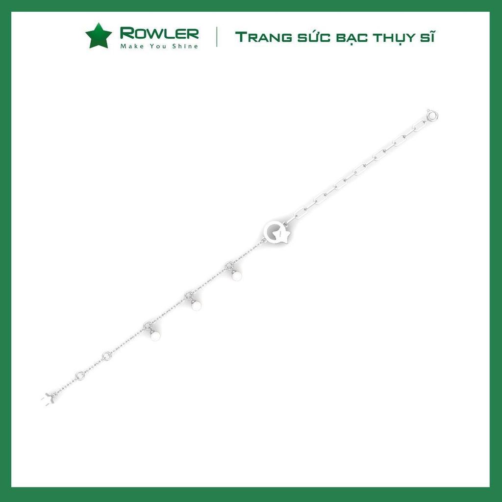 Lắc tay bạc Thụy Sĩ họa tiết ngôi sao đính Ngọc trai và đá Moissanite ROWLER BH000908