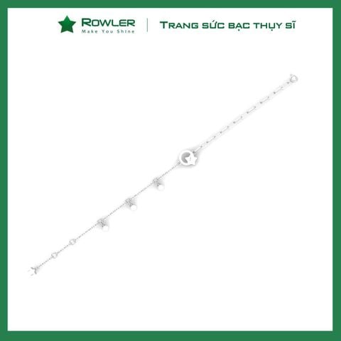 Lắc tay bạc Thụy Sĩ họa tiết ngôi sao đính Ngọc trai và đá Moissanite ROWLER BH000908