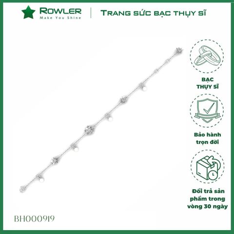 Lắc tay bạc Thụy Sĩ họa tiết ngôi sao đính Ngọc trai và đá Moissanite ROWLER BH000919