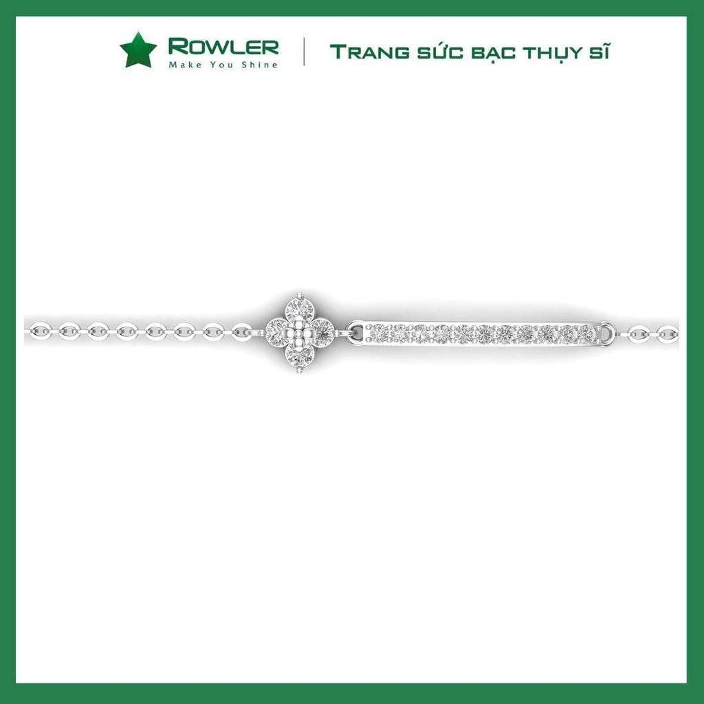 Lắc tay bạc Thụy Sĩ họa tiết hoa Lilac đá Moissanite ROWLER BH000921