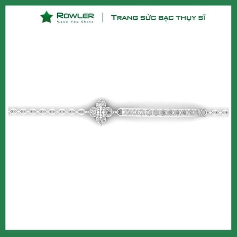 Lắc tay bạc Thụy Sĩ họa tiết hoa Lilac đá Moissanite ROWLER BH000921