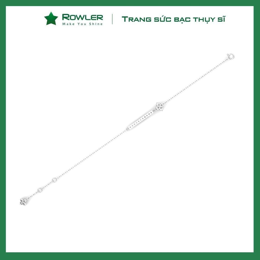 Lắc tay bạc Thụy Sĩ họa tiết hoa Lilac đá Moissanite ROWLER BH000921