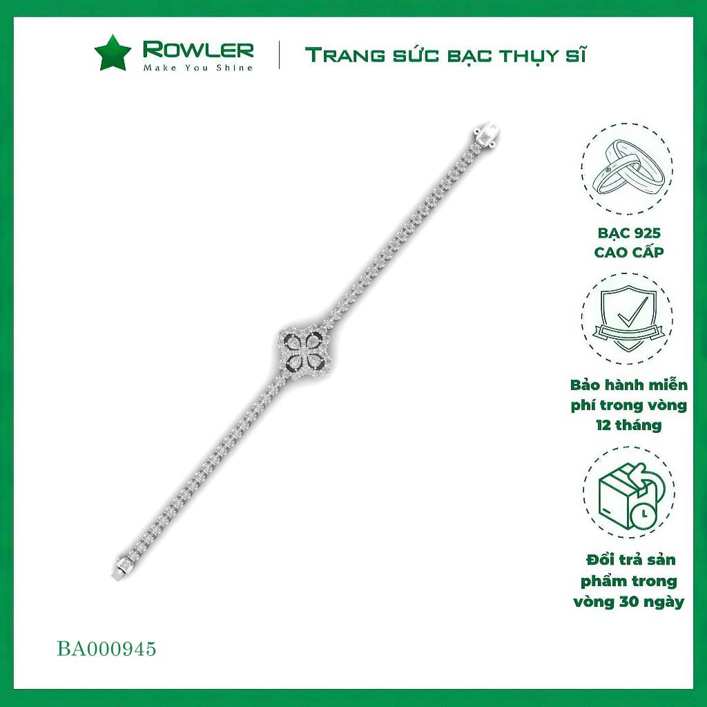 Lắc tay BST hoa Lilac bạc 925 cao cấp full đá CZ5A ROWLER BA000945