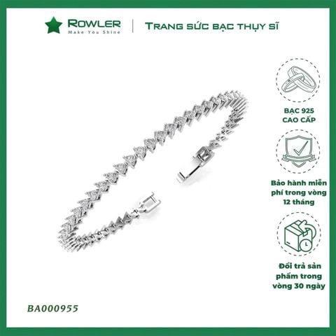 Lắc tay bạc 925 cao cấp đính full đá Cubic Zirconia tim 3ly ROWLER BA000955