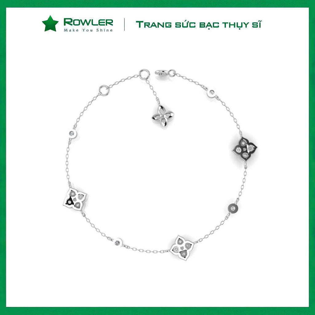 Lắc tay nữ bạc Thụy Sĩ họa tiết hoa Lilac đính đá Moissanite ROWLER BH000916