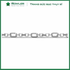 Lắc tay unisex bạc Thụy Sĩ mắc xích chữ nhật ROWLER BH100606