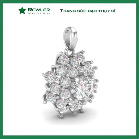 Mặt dây chuyền nữ bạc 925 đính đá CZ 5A 7.0ly ROWLER PA000341