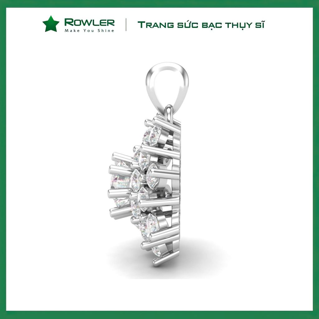 Mặt dây chuyền nữ bạc 925 đính đá CZ 5A 7.0ly ROWLER PA000341
