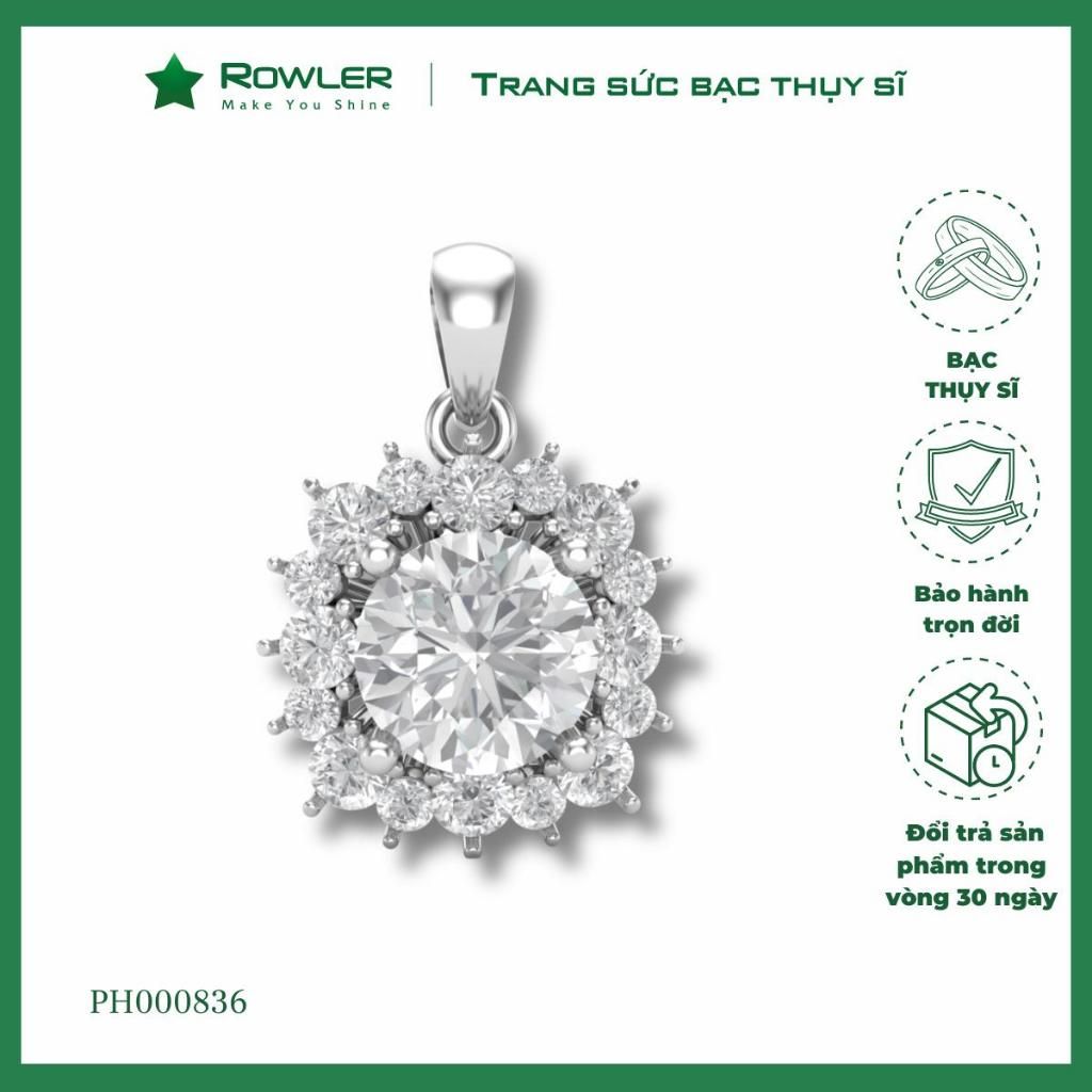 Mặt dây chuyền bạc đính đá chủ Moissanite 6.0ly ROWLER PH000836