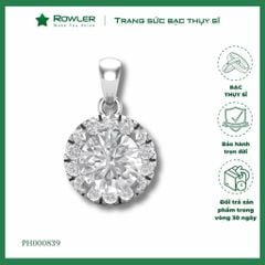 Mặt dây chuyền bạc nữ đính đá chủ Moissanite 6.0ly ROWLER PH000839