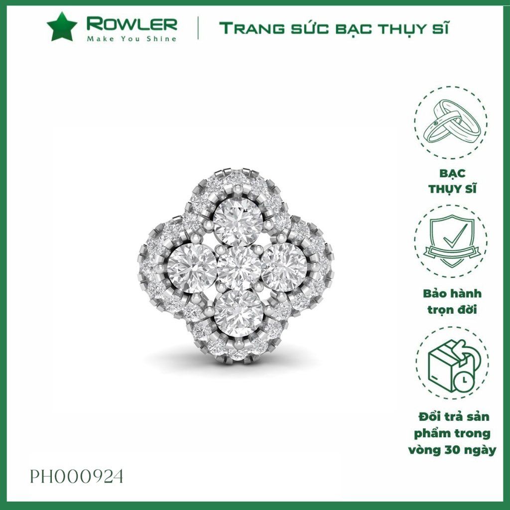 Mặt dây chuyền nữ bạc Thụy Sĩ Look Like Big đính đá Moissanite ROWLER PH000924