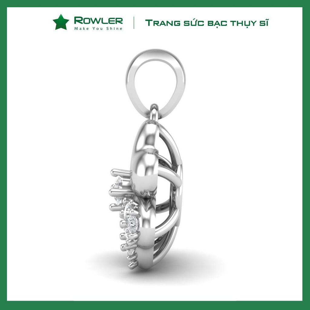 Mặt dây chuyền nữ bạc 925 cỏ 4 lá may mắn đính đá Cubic Zirconia 5A ROWLER PA000620