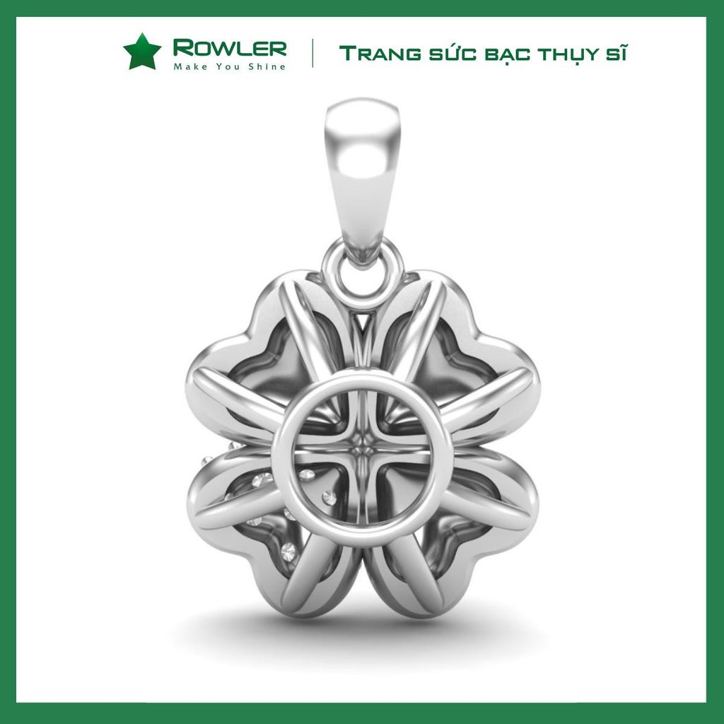 Mặt dây chuyền nữ bạc 925 cỏ 4 lá may mắn đính đá Cubic Zirconia 5A ROWLER PA000620