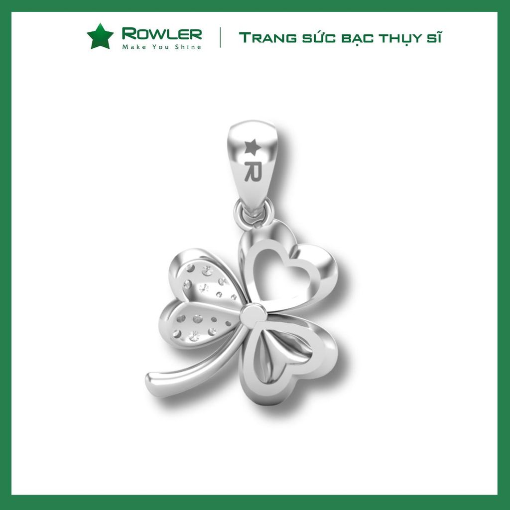 Mặt dây chuyền bạc cỏ 3 lá đính đá Moissanite ROWLER PH000679