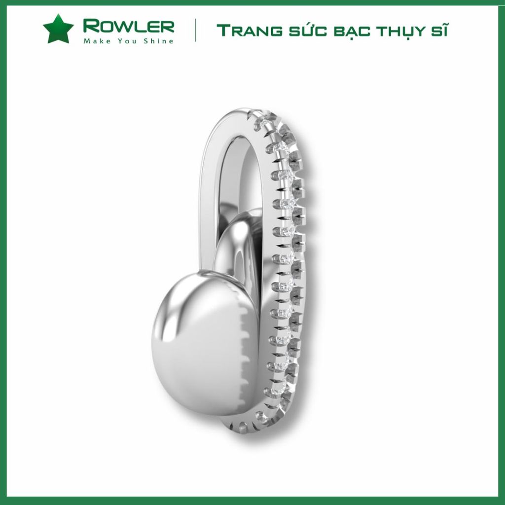 Mặt dây chuyền nữ bạc trái tim khóa bật đính đá Moissanite ROWLER PH000906