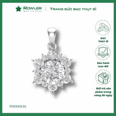 Mặt dây chuyền nữ bạc Thụy Sĩ hình bông hoa đính đá Moissanite 6.0ly ROWLER PH000616