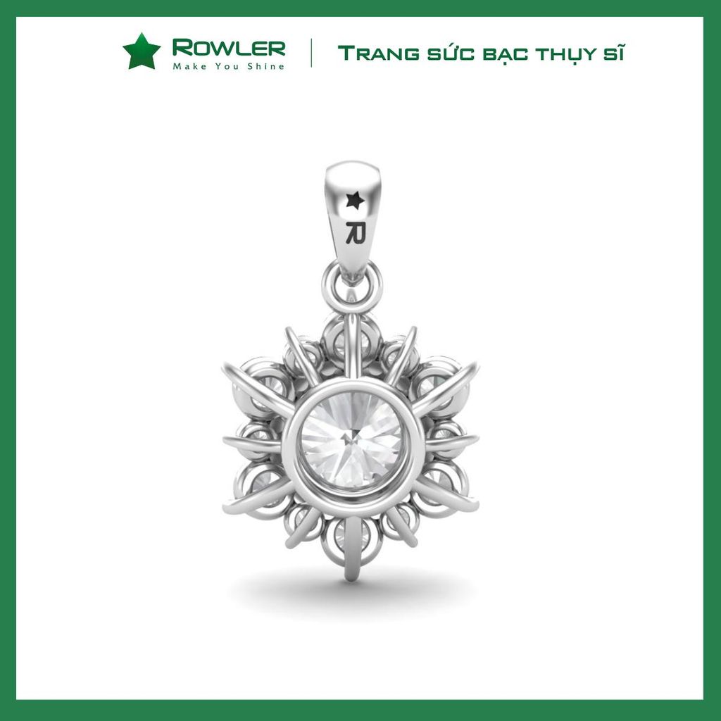 Mặt dây chuyền nữ bạc Thụy Sĩ hình bông hoa đính đá Moissanite 6.0ly ROWLER PH000616