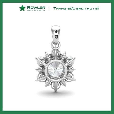 Mặt dây chuyền nữ bạc Thụy Sĩ hình bông hoa đính đá Moissanite 6.0ly ROWLER PH000616