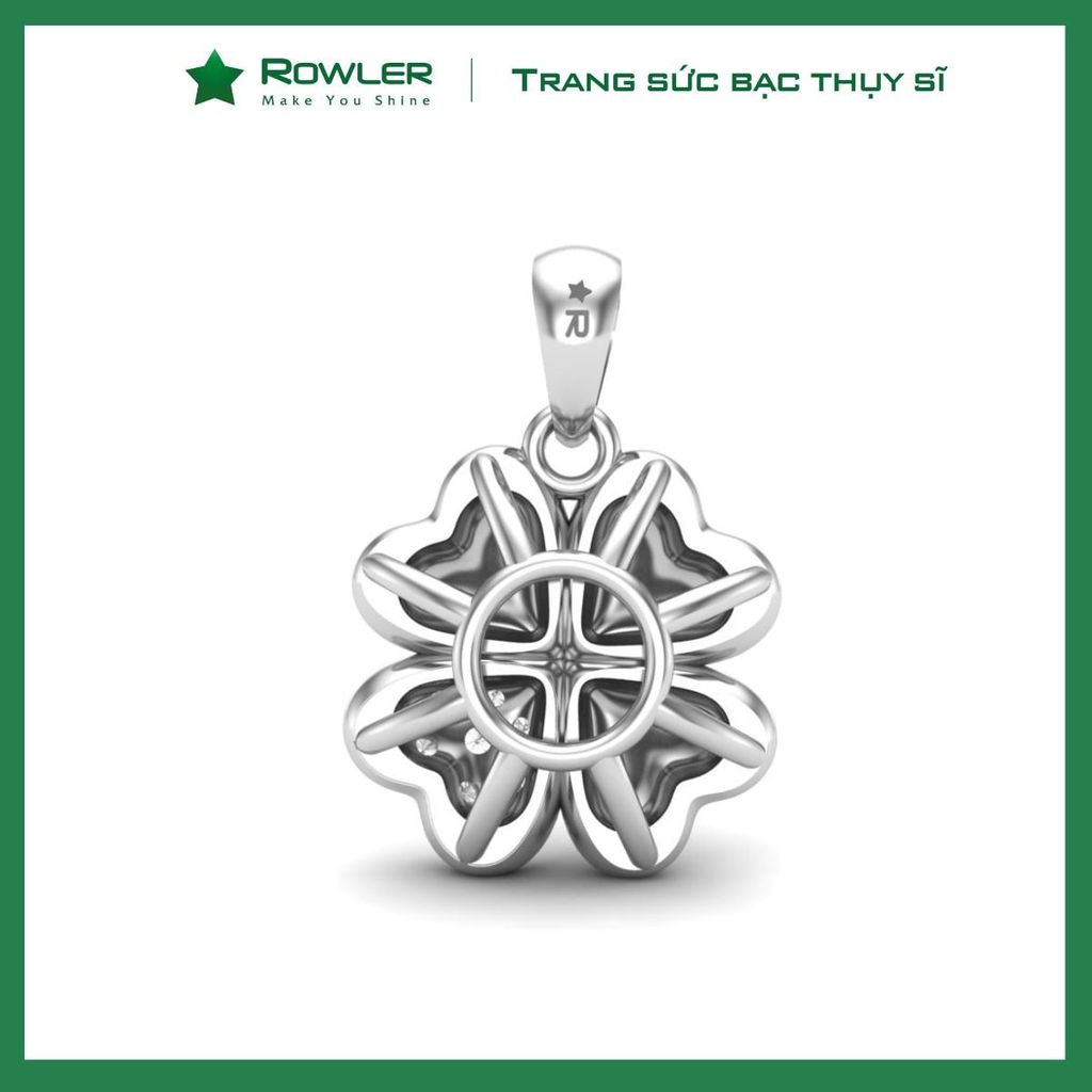 Mặt dây chuyền nữ bạc Thụy Sĩ họa tiết cỏ 4 lá đính đá Moissanite ROWLER PH000620