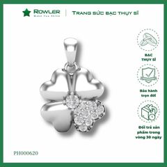Mặt dây chuyền nữ bạc Thụy Sĩ họa tiết cỏ 4 lá đính đá Moissanite ROWLER PH000620