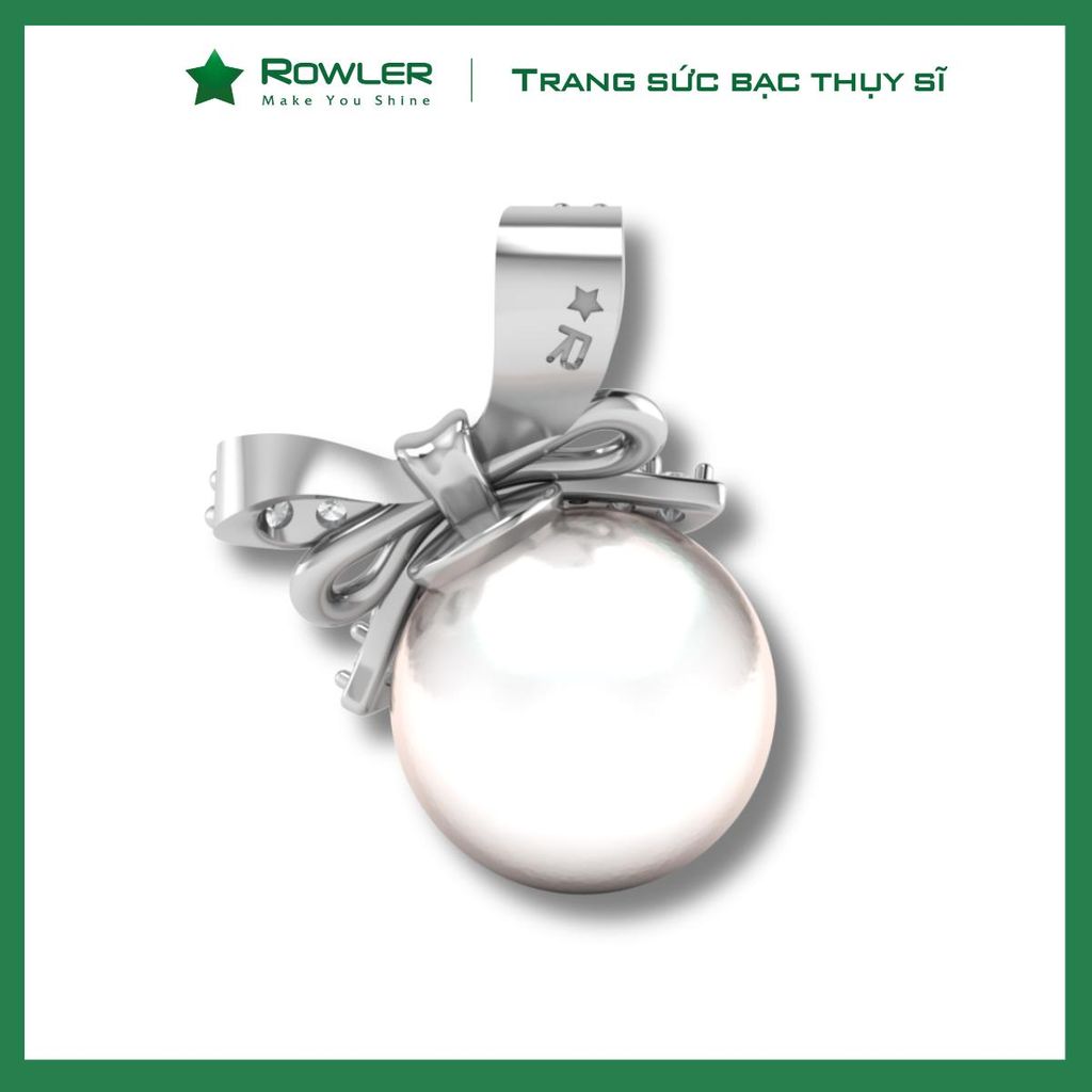 Mặt dây chuyền nữ bạc Thụy Sĩ họa tiết đính ngọc trai và đá Moissanite ROWLER PH000642