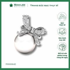 Mặt dây chuyền nữ bạc Thụy Sĩ họa tiết đính ngọc trai và đá Moissanite ROWLER PH000642