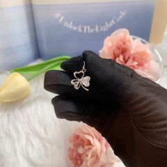 Mặt dây chuyền bạc cỏ 3 lá đính đá Moissanite ROWLER PH000679