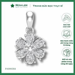 Mặt dây chuyền nữ bạc 925 hoa mai đính đá Cubic Zirconia 5A giọt 2*3mm ROWLER PA000584