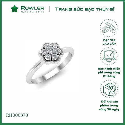 Nhẫn bạc 925 hoa mai đính đá Cubic Zirconia 5A ROWLER RH000373