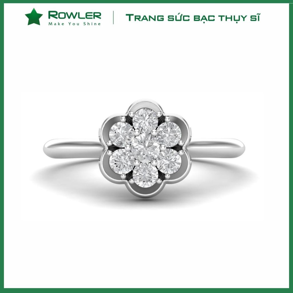 Nhẫn bạc 925 hoa mai đính đá Cubic Zirconia 5A ROWLER RH000373