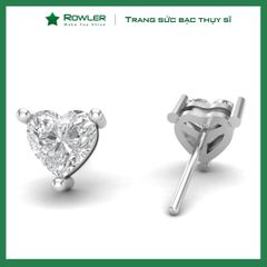 Bông tai bạc nữ 925 đính đá Cubic Zirconia trái tim 5.0ly ROWLER