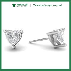 Bông tai bạc nữ 925 đính đá Cubic Zirconia trái tim 5.0ly ROWLER
