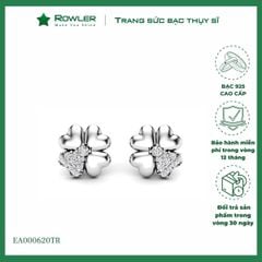 Bông tai nữ bạc 925 cỏ 4 lá may mắn đính đá Cubic Zirconia 5A ROWLER EA000620TR