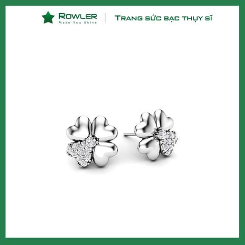 Bông tai nữ bạc 925 cỏ 4 lá may mắn đính đá Cubic Zirconia 5A ROWLER EA000620TR