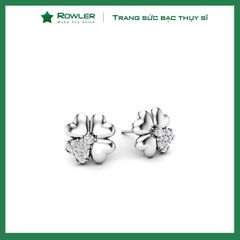 Bông tai nữ bạc 925 cỏ 4 lá may mắn đính đá Cubic Zirconia 5A ROWLER EA000620TR