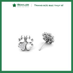 Bông tai nữ bạc 925 cỏ 4 lá may mắn đính đá Cubic Zirconia 5A ROWLER EA000620TR
