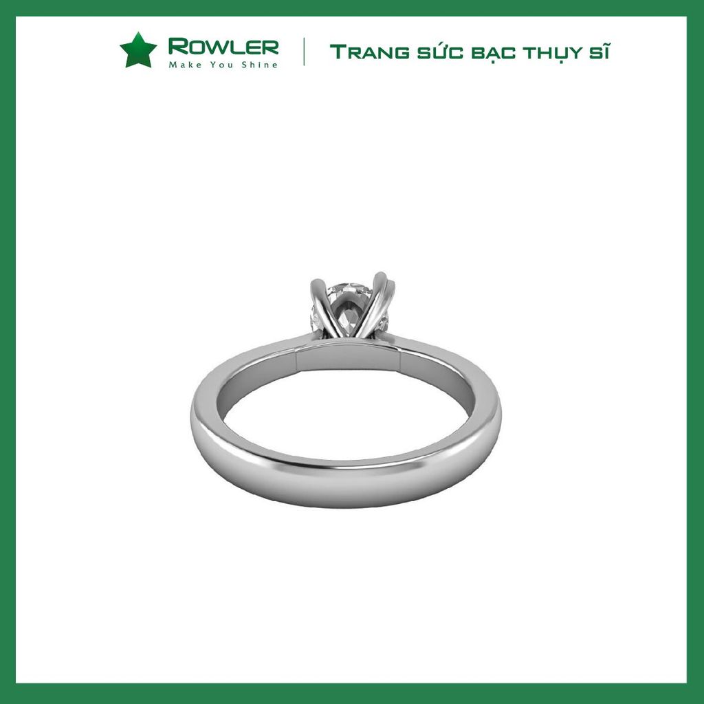 Nhẫn bạc 925 chấu tim cách điệu đính 1 viên đá chủ CZ 5A 6.0ly ROWLER RA000676