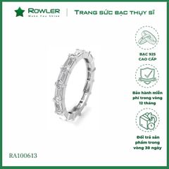 Nhẫn bạc 925 đính full đá Cubic Zirconia 5A chữ nhật 2*3ly ROWLER RA100613