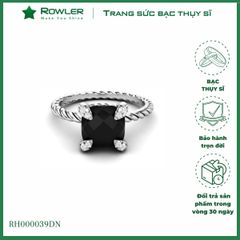 Nhẫn bạc nữ Thụy Sĩ đính đá màu vuông giác caro 8.0ly ROWLER RH000039