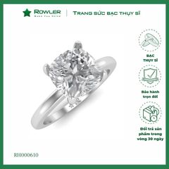 Nhẫn bạc đính đá Moissanite cushion vuông 6.5ly ROWLER RH000610