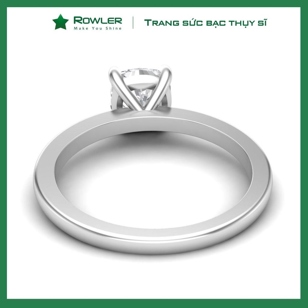 Nhẫn bạc đính đá Moissanite cushion vuông 6.5ly ROWLER RH000610