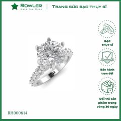 Nhẫn bạc Thụy Sĩ Solitaire đính đá Moissanite 8.0ly ROWLER RH000614