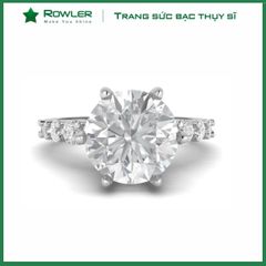 Nhẫn bạc Thụy Sĩ Solitaire đính đá Moissanite 8.0ly ROWLER RH000614