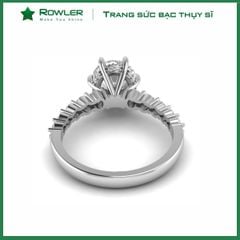 Nhẫn bạc Thụy Sĩ Solitaire đính đá Moissanite 8.0ly ROWLER RH000614