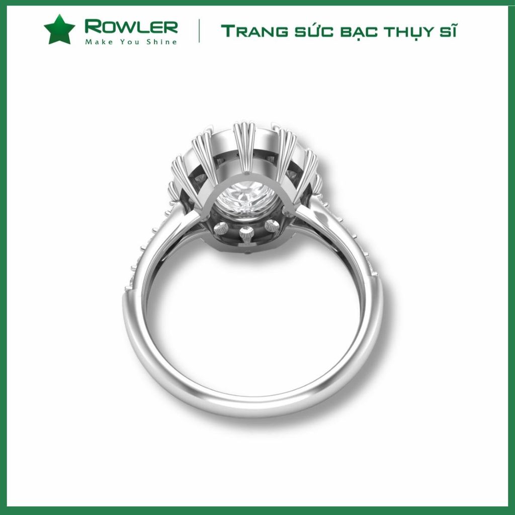 Nhẫn bạc đính Thụy Sĩ đá Moissanite Amethyst Oval 10ly ROWLER RH000841