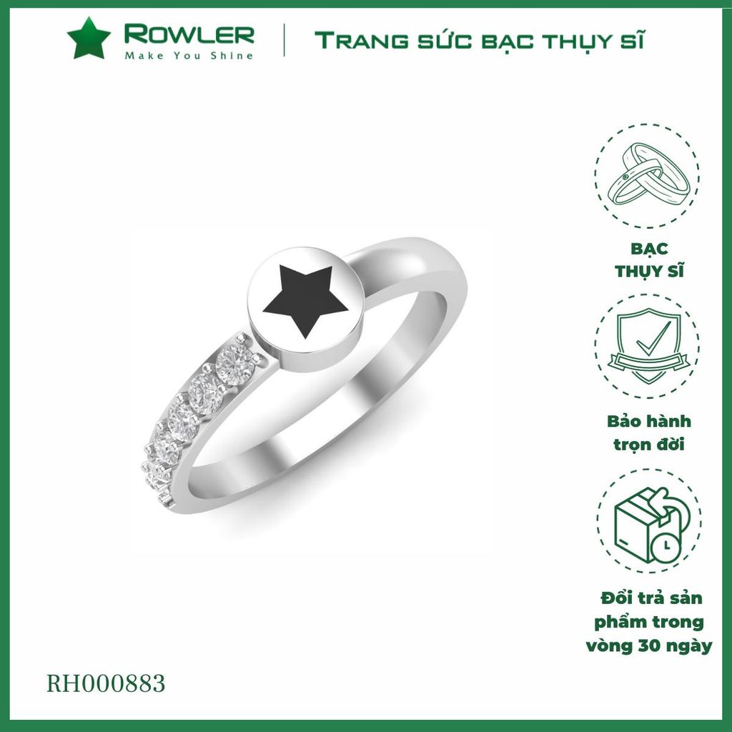 Nhẫn bạc Thụy Sĩ họa tiết ngôi sao đính đá Moissanite ROWLER RH000883