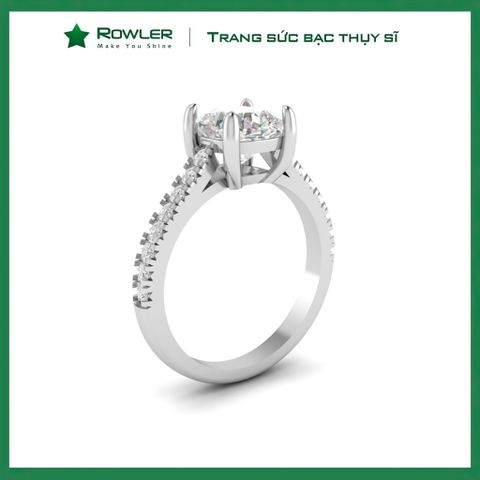Nhẫn bạc đính đá Moissanite vuông 7.0ly Cushion Cut ROWLER RH000888