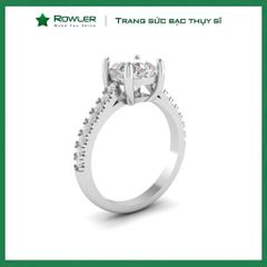 Nhẫn bạc đính đá Moissanite vuông 7.0ly Cushion Cut ROWLER RH000888