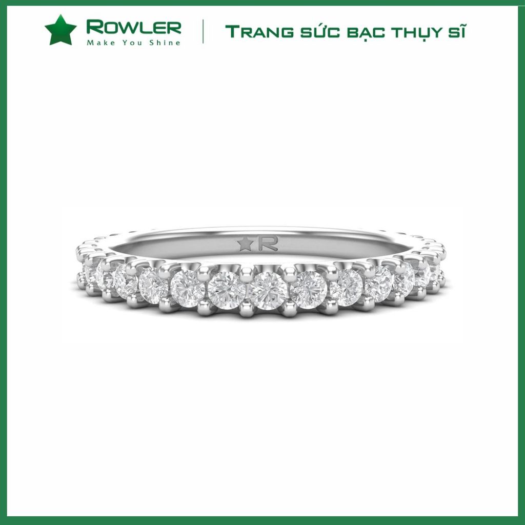 Nhẫn bạc Thụy Sĩ đính full đá Moissanite 1.8ly ROWLER RH000898